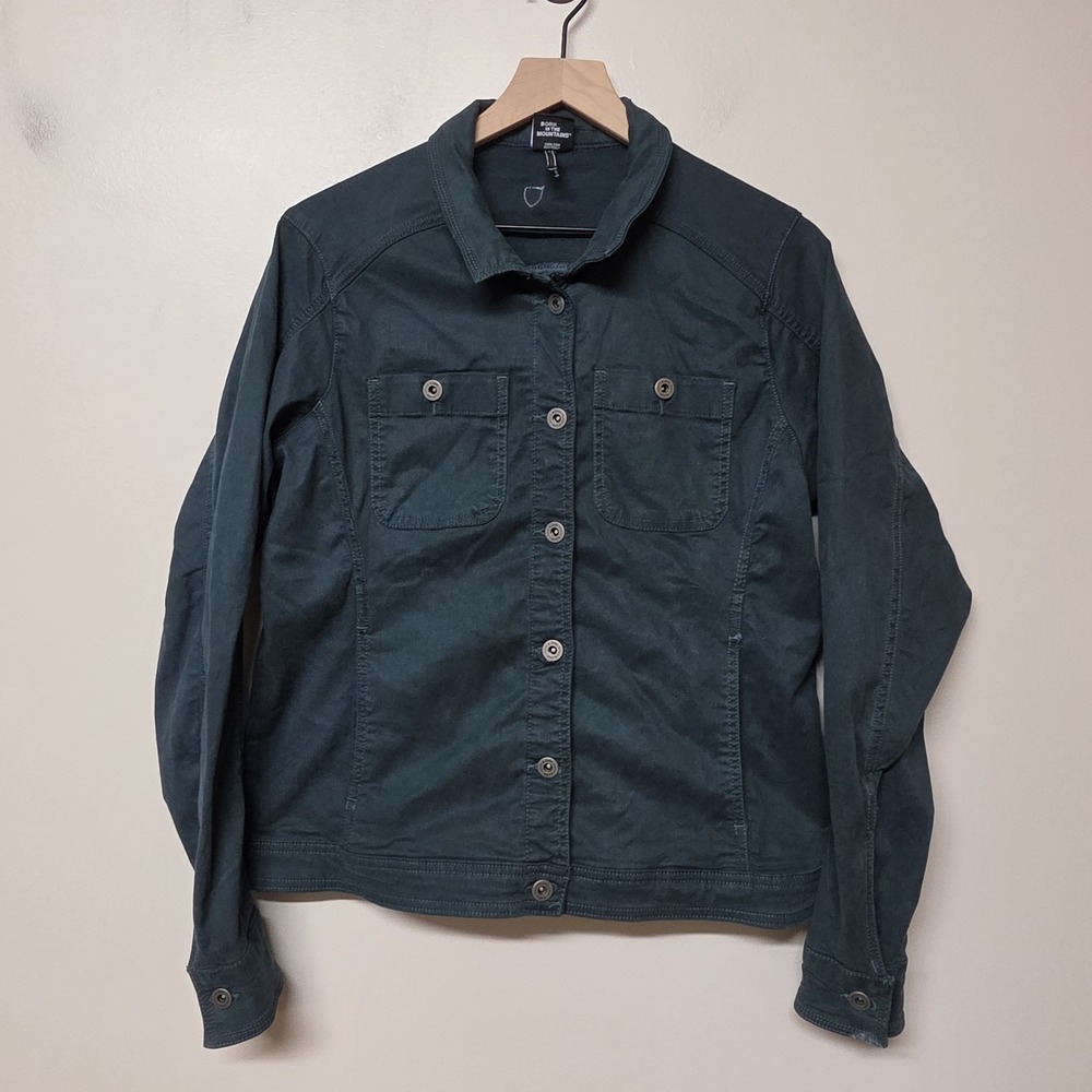 Kuhl Women's Kultivatr Jacket Size Large Dark Teal Blue Button Up Twill Utility